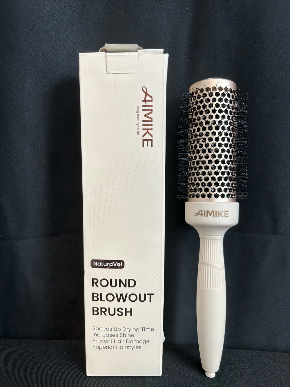 AIMIKE Round Blowout Brush - Light Beige/Rose Gold 1.7”